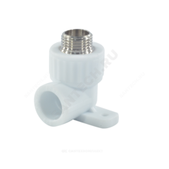 Угольник PP-R комбинированный белый Дн 25х3/4" НР с креплением VALFEX 10121125