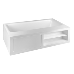Gessi Rettangolo 37596#521 Ванна отдельностоящая 180х100см, с открытыми полками DX и съемной панелью SX, цвет: матовый белый фото