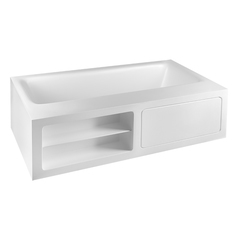 Gessi Rettangolo 37597#521 Ванна отдельностоящая 180х100см, с открытыми полками SX и съемной панелью DX, цвет: матовый белый фото