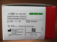 85.1162.200 Иглы трубчатые S-Monovette®. Тип Safety. 21 G x 1 1/2
