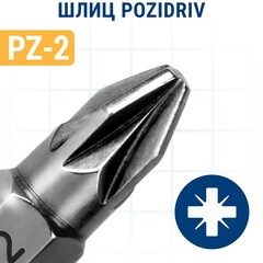 Бита отверточная ПРАКТИКА Профи PZ-2 х 25мм ( 2 шт), (035-615)