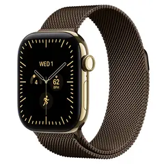 Умные часы Apple Watch Series 12 GPS + Cellular, 42mm, Radiant Gold Titanium Case with Dark Bronze Milanese Loop