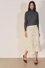 ZARA ЮБКА МИДИ С ВЫШИВКОЙ — ZW COLLECTION, ЭКРЮ
