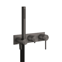 Gessi 316 54038#707 Встраиваемый смеситель для ванны, автомат переключатель ванна-душ, держатель неподвижный (внешняя часть), цвет: brushed black metal pvd фото