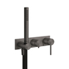 Gessi 316 54038#707 Встраиваемый смеситель для ванны, автомат переключатель ванна-душ, держатель неподвижный (внешняя часть), цвет: brushed black metal pvd