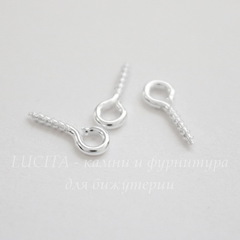 Штифт с петлей винтовой 10х4х1 мм (цвет - серебро), 20 штук