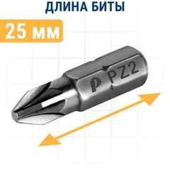 Бита отверточная ПРАКТИКА Профи PZ-2 х 25мм ( 2 шт), (035-615)