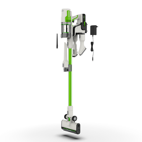Пылесос вертикальный акк. Greenworks SV24532, 24V, б/щет, 350 Вт, 21 кПа, электрощетка, 3 насадки, LED, белый+зеленый, 1х2Ач и ЗУ (4702007UA)
