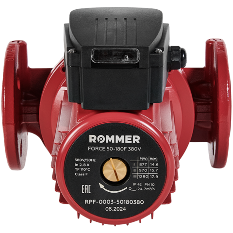Циркуляционный насос фланцевый трехскоростной ROMMER RPF 50-180F 380V RPF-0003-50180380