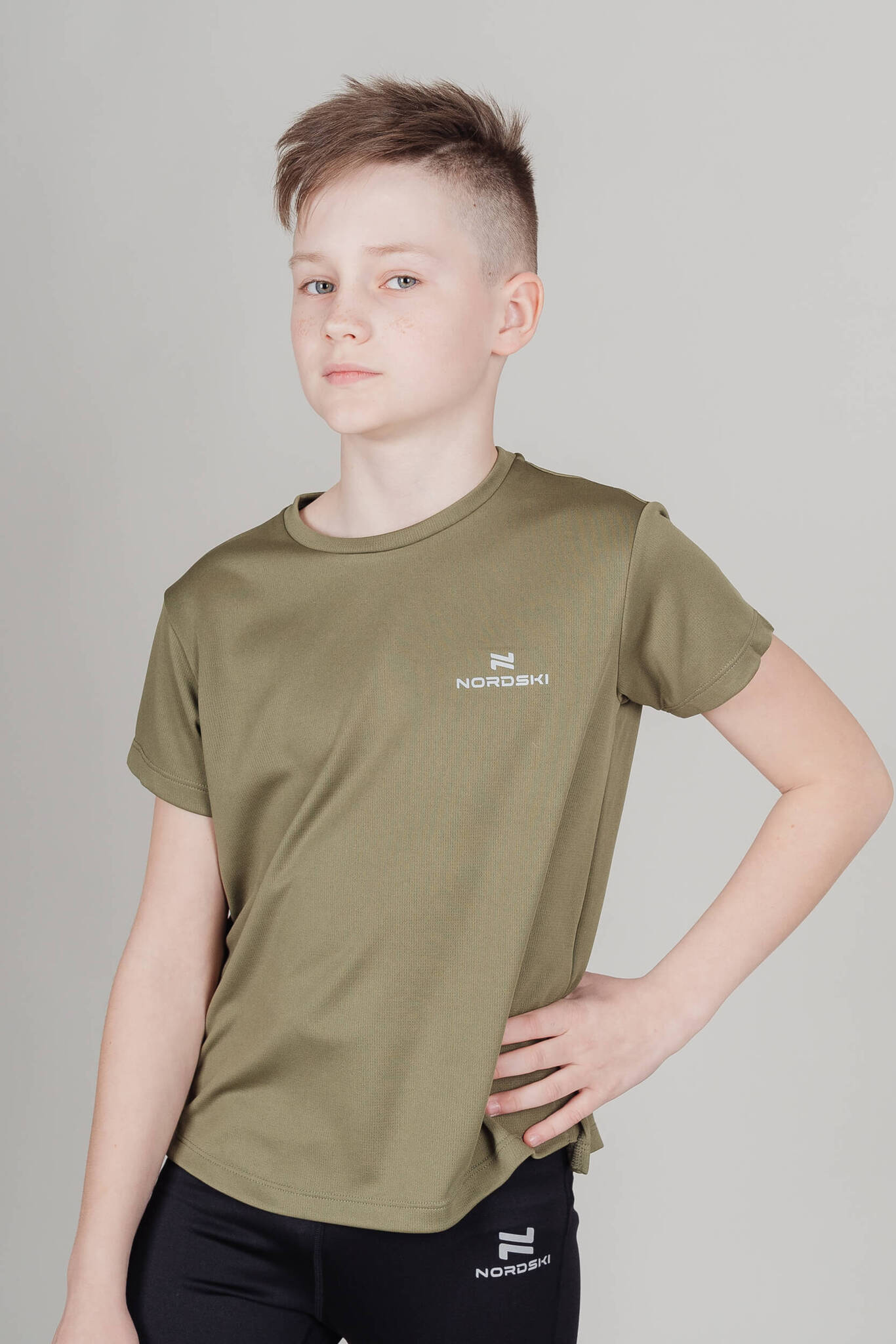 Детская спортивная футболка Nordski Jr Run olive - 2