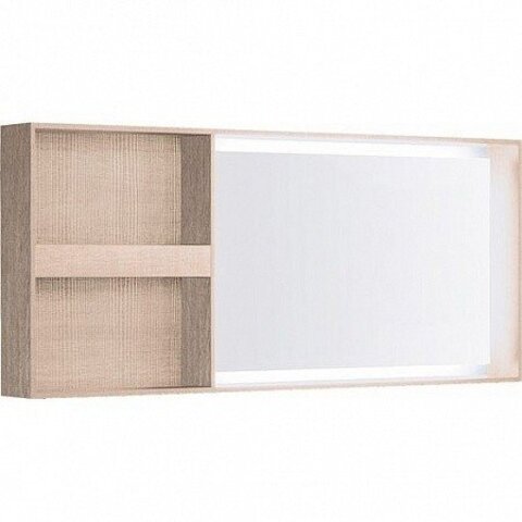 Geberit Citterio 500.571.JI.1 Зеркало с подсветкой, боковая полка 133.4x58.4см, Бежевый дуб / Меламин, древесная структура
