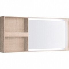 Geberit Citterio 500.571.JI.1 Зеркало с подсветкой, боковая полка 133.4x58.4см, Бежевый дуб / Меламин, древесная структура фото