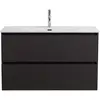 BelBagno UNO-MINI-1000-2C-SO-GSO База под раковину подвесная с фрезеров. ручк. по всей длине фасада с двумя выкатн. ящ.,Темно-Серый Мат.,1000x395x608