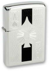Фото Зажигалка ZIPPO Ace High Polish Chrome, латунь с ник.-хром. покрыт., серебр., глянц., 36х56х12 мм