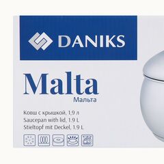 Ковш нерж, 1.9 л, крышка металл, металл ручка, индукц, Daniks, Мальта, GS-01345KS-16SP