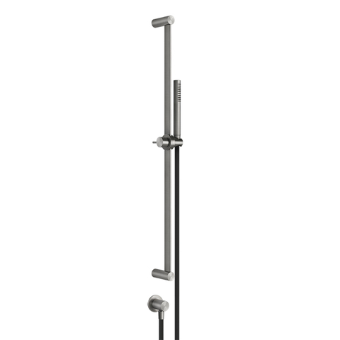 Gessi 316 54045#239 Штанга в комплекте с душевой лейкой с легкой очисткой, шланг 1,50 м, вывод воды из стены, цвет: steel brushed