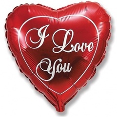 Шар F 18''/46 см, Сердце, I love you, красное, 1 шт.