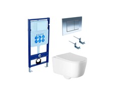 Aquatek SET Aquatek ЛУГАНО 4в1 SET Aquatek ЛУГАНО 4в1 (рама Aquatek Standard INS-0000012+ крепеж KKI-0000002+клавиша KDI-0000010+унитаз ЛУГАНО AQ2002-00 с тонким сиденьем soft-close фото
