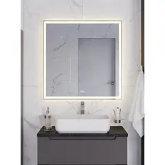 BelBagno SPC-GRT-800-800-LED-3000K-TCH-WARM Зеркало с встроенным светильником, сенсорным выключателем и подогревом, 12V, 220-240V, 800x30x800 фото