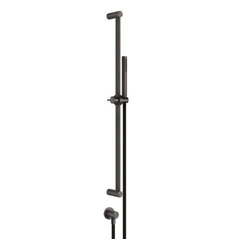 Gessi 316 54045#707 Штанга в комплекте с душевой лейкой с легкой очисткой, шланг 1,50 м, вывод воды из стены, цвет: brushed black metal pvd