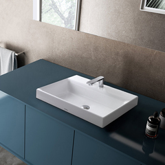 TOTO MH L1616C Раковина 600x460x167(70)мм, полувстраиваемая, с 1 отв.под смеситель, с переливом, CeFiONtect, цвет: белый фото