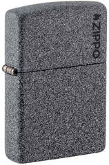 Фото Зажигалка ZIPPO Logo с покрытием Iron Stone™, латунь/сталь, серая, матовая, 38x13x57 мм