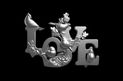 Силиконовый молд № 489 LOVE ( с птицами)