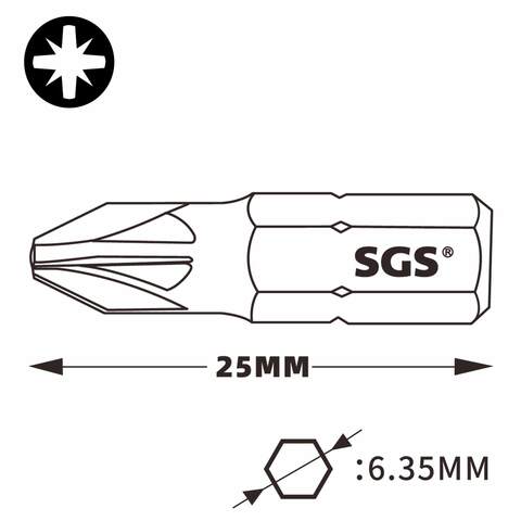 Бита PZ1 х25мм магнитная S2 1шт SGS 6325-PZ1-Anti-Slip