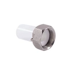 Штуцер для водосчетчика ПП 32-1 1/4'' PN 25, с накидной гайкой, белый, РосТурПласт 10855