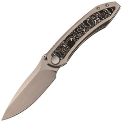 Фото Складной нож We knife Winsome, сталь M390, рукоять титан/черно-белый карбон