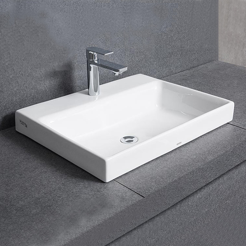 TOTO MH LW1617C Раковина 700x460x167(70)мм, полувстраиваемая, с 1 отв.под смеситель, с переливом, CeFiONtect, цвет: белый