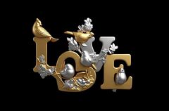 Силиконовый молд № 489 LOVE ( с птицами)