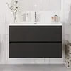 BelBagno UNO-1200-2C-SO-GSO База под раковину подвесная с фрезерованными ручками по всей длине фасада с двумя выкатн. ящ., Темно-Серый Мат., 1200x455x608
