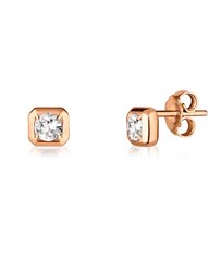 Серьги Crystal Square с горным хрусталем (желтое золото)