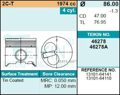 Поршень двигателя TEIKIN 46278 0.50 (4шт/упак)