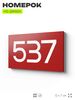 Номер на дверь 537, табличка на дверь для офиса, квартиры, кабинета, аудитории, склада, красная 120х70 мм, Айдентика Технолоджи