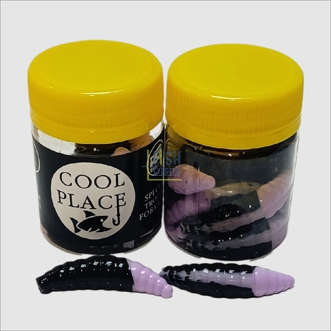 Форелевая силиконовая приманка COOL PLACE MAGGOT 1.6 цвет ЧЁРНЫЙ-БАБУШКИНО ПАЛЬТО, вкус СЫР, продажа от 2 шт.