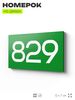 Номер на дверь 829, табличка на дверь для офиса, квартиры, кабинета, аудитории, склада, зеленая 120х70 мм, Айдентика Технолоджи