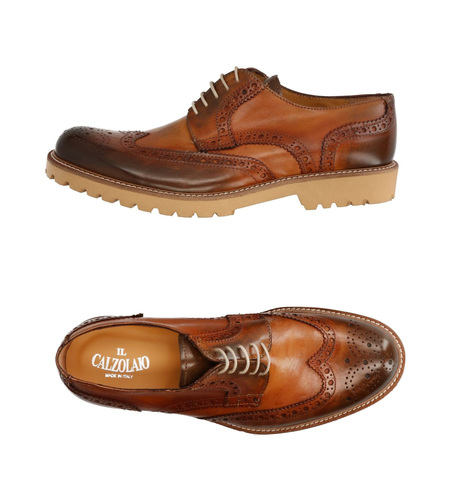 Коричневые кожаные wing-tip дерби броги Il Calzolaio Made in Italy