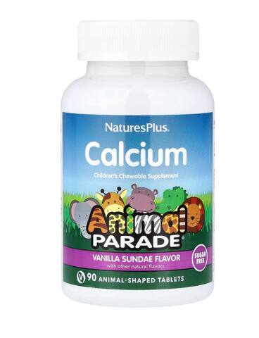 NaturesPlus Animal Parade®, жевательная добавка с кальцием для детей, ванильное мороженое,без сахара, 90 таблеток в форме животных