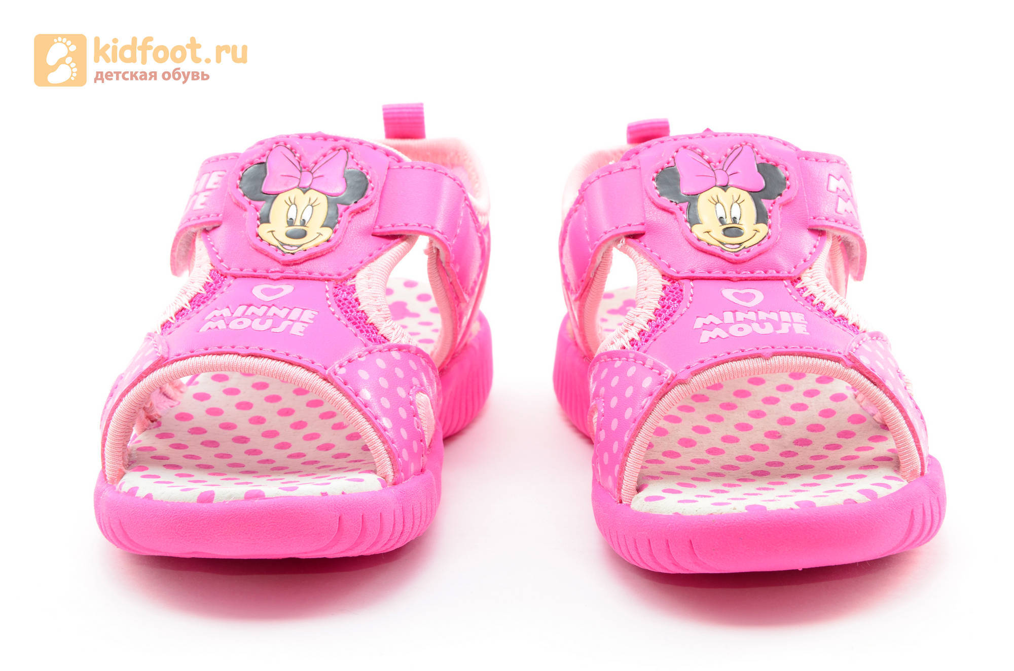 Босоножки Минни Маус (Minnie Mouse) на липучке для девочек, цвет розовый белый