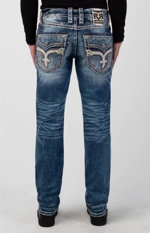 Rock Revival | Джинсы мужские COPEN BLUE J202 STRAIGHT RP3510J202 сзади