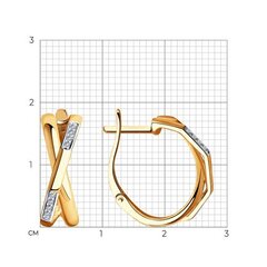 1021379 - Серьги Х из золота 585 пробы  с бриллиантами