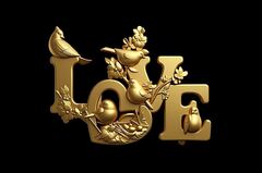 Силиконовый молд № 489 LOVE ( с птицами)
