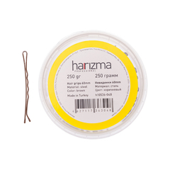 Невидимки для волос Harizma, 60 мм, волна, коричневые (h10536-04B)
