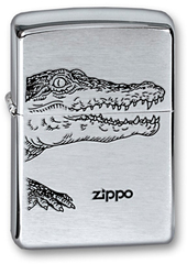 Фото Зажигалка ZIPPO Alligator, с покрытием Brushed Chrome, латунь/сталь, серебристая, матовая, 36x12x56