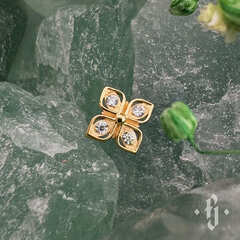 Накрутка "Trifolium" - Желтое золото - White CZ