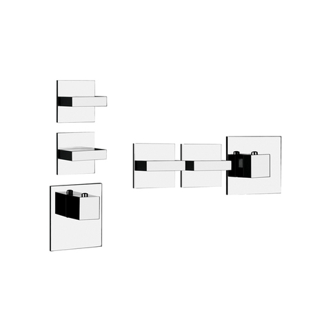 Gessi Rettangolo 43214#031 Встраиваемый термостат, подключение на 3/4”, с 2мя независимыми выходами(внешние части), цвет: хром