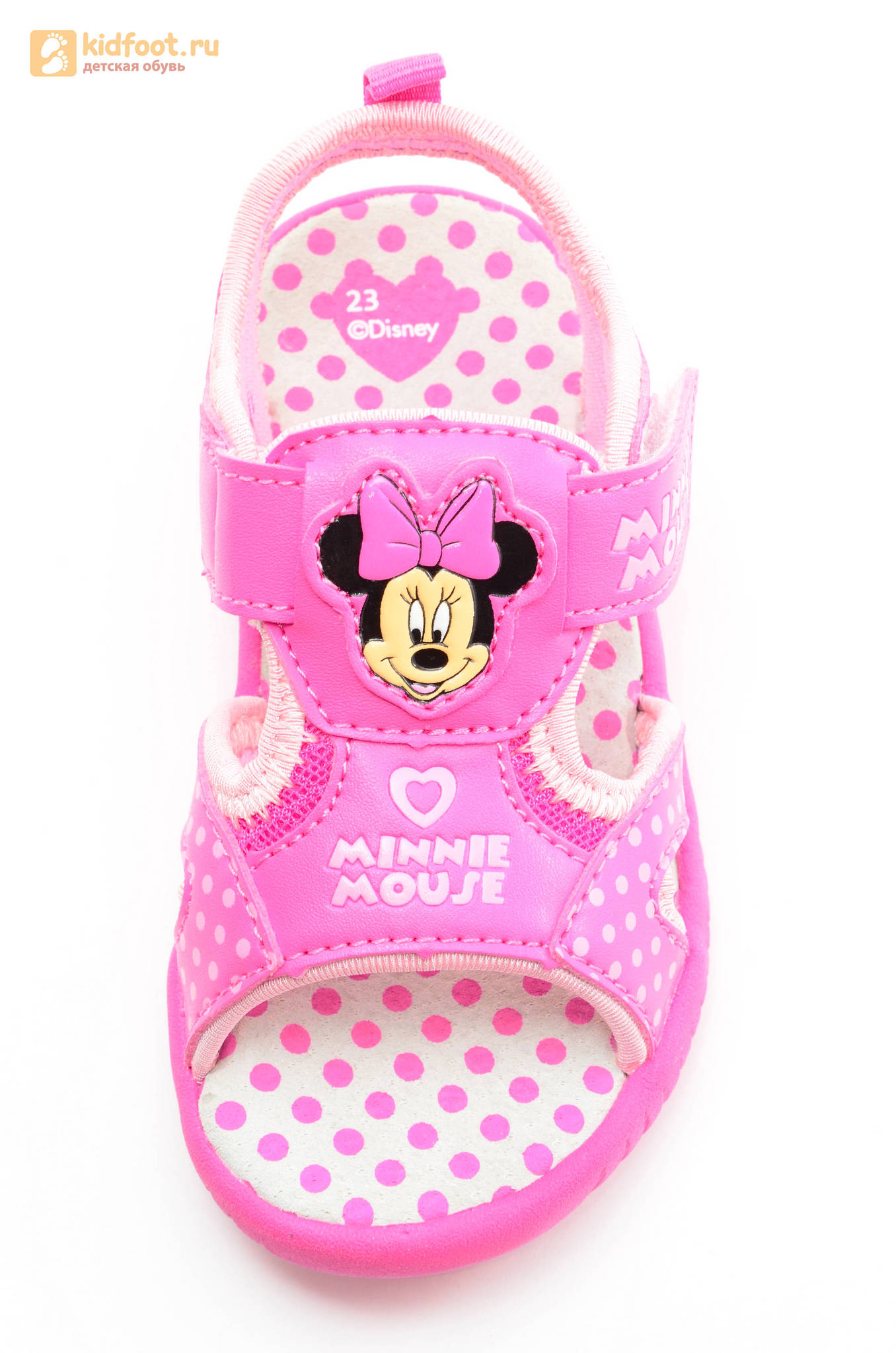 Босоножки Минни Маус (Minnie Mouse) на липучке для девочек, цвет розовый белый