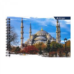 
          Блокнот А6+, гребень, Alingar, мелованный картон, 48 л., клетка, "Стамбул"